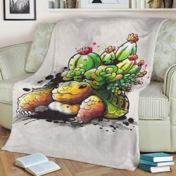 Succulent Tortoise Fleece Throw Blanket Meaningful Gift For Halloween Christmas
