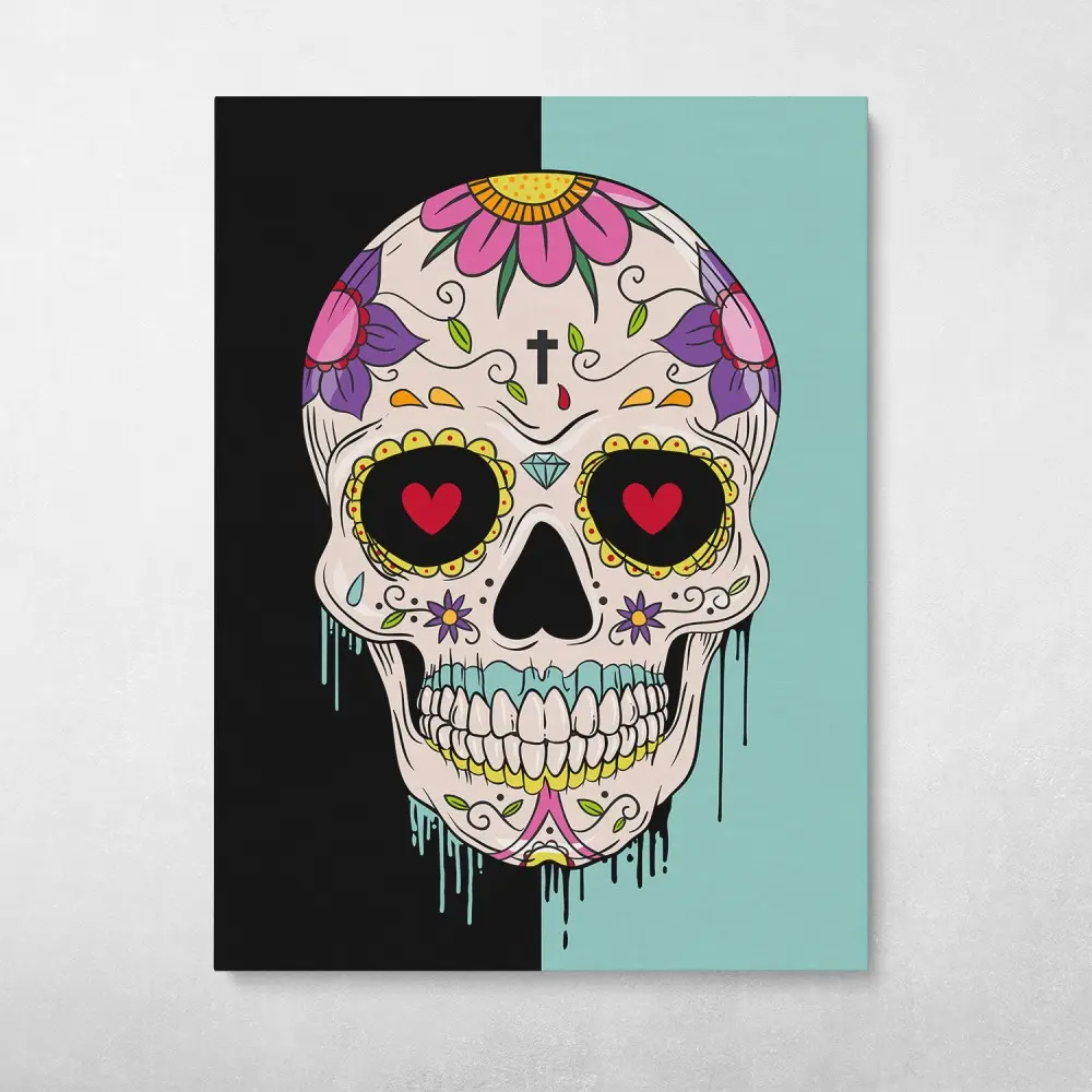Sugar Skull Pop Graffiti Street Art Wall Art Canvas Meaning Gift For Birthday Christmas