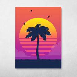 Retro Sunset Wall Art Canvas Meaning Gift For Birthday Christmas