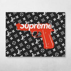 Supreme Gun Wall Art Canvas Meaning Gift For Birthday Christmas Halloween