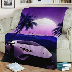 Synthwave Lamborghini 80S Fleece Throw Blanket Meaningful Gift For Halloween Christmas