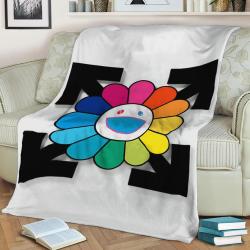 Takashi Murakami Off White Fleece Throw Blanket Meaningful Gift For Halloween Christmas