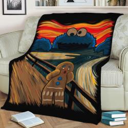 The Cookie Monster Spreads The Panic In Munch Fleece Throw Blanket Meaningful Gift For Halloween Christmas