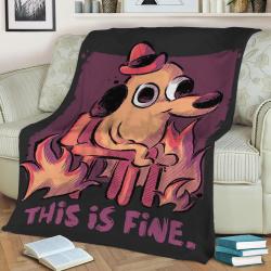 This Is Fine Fleece Throw Blanket Meaningful Gift For Halloween Christmas