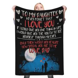 To My Daughter-Never Forget That I Love You Fleece Throw Blanket Meaningful Gift For Halloween Christmas