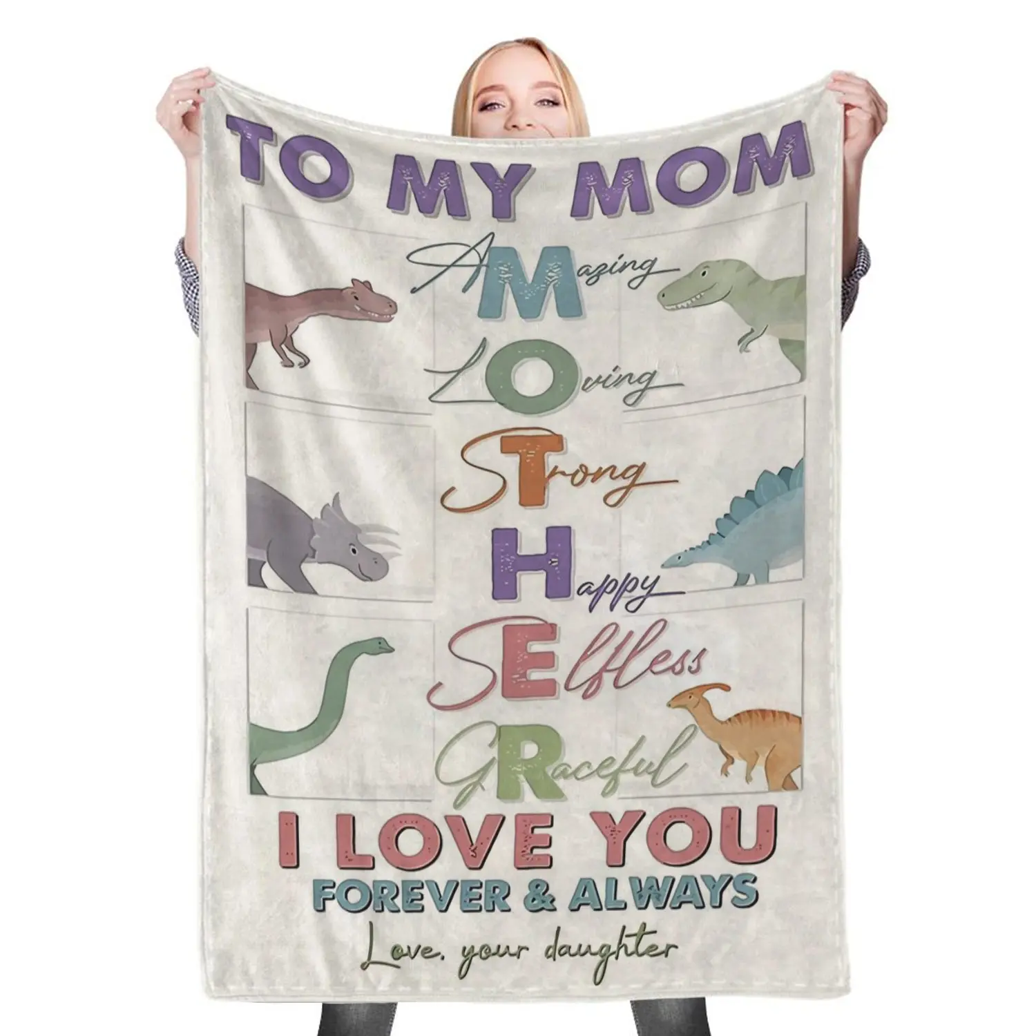 To My Mom Dinosaur Fleece Throw Blanket Meaningful Gift For Halloween Christmas