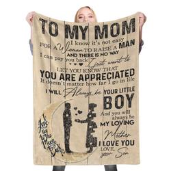 To My Mom Son To Mom Fleece Throw Blanket Meaningful Gift For Halloween Christmas