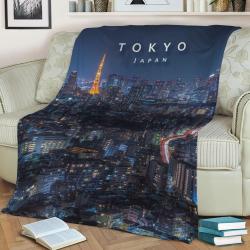 Tokyo By Night Fleece Throw Blanket Meaningful Gift For Halloween Christmas