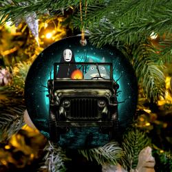 Totoro No Face Ghibli Ride Jeep Halloween Funny Anime Mica Circle Ornament Perfect Gifts For Family On Christmas