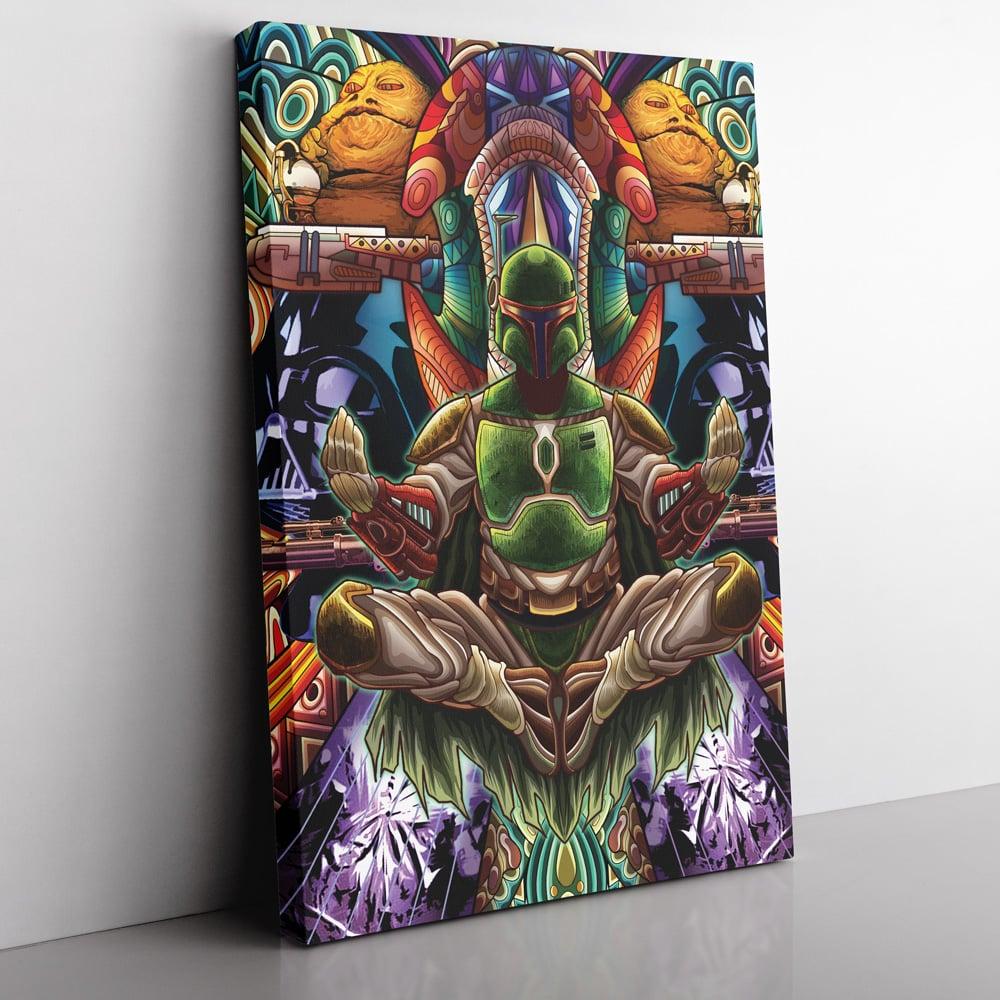 Trippy Boba Fett Star Wars Vertical Canvas Print Wall Art Canvas Christmas Gift For Son Daughter
