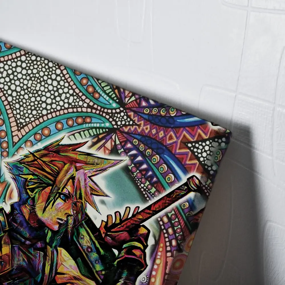 Trippy Cloud Strife Final Fantasy 7 Canvas Print Wall Art Canvas Christmas Gift For Son Daughter
