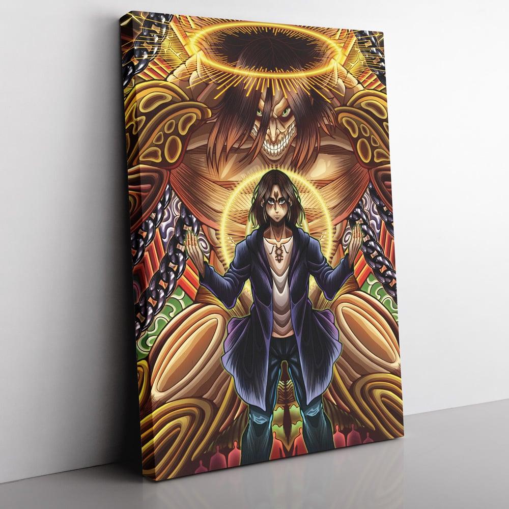 Trippy Eren Yeager Timeskip Attack on Titan Vertical Canvas Print Wall Art Canvas Christmas Gift For Son Daughter