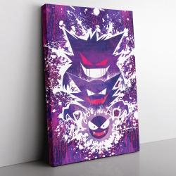Trippy Ghostly Evolution Ghastly Haunter Gengar Pokemon Canvas Print Wall Art Canvas Christmas Gift For Son Daughter