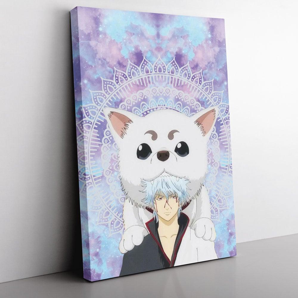 Trippy Gintoki and Sadaharu Gintama Canvas Print Wall Art Canvas Christmas Gift For Son Daughter