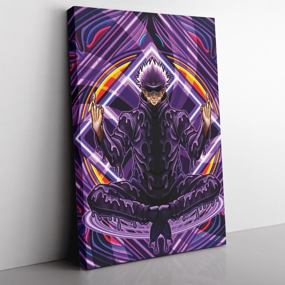 Trippy Meditating Gojo Satoru Jujutsu Kaisen Canvas Print Wall Art Canvas Christmas Gift For Son Daughter