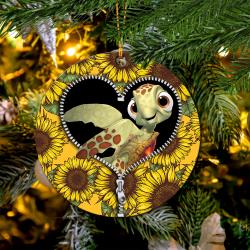 Turtle Sunflower Zipper Mica Circle Ornament Perfect Gift For Holiday Perfect And Unique Gifts For Family On Christmas