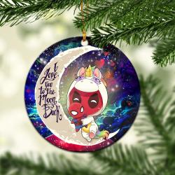 Unicorn Deadpool And Spiderman Avenger Love You To The Moon Galaxy Mica Circle Ornament Perfect Gifts For Family On Christmas