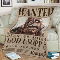 Usopp Bounty Wanted Poster Fleece Throw Blanket Meaningful Gift For Halloween Christmas
