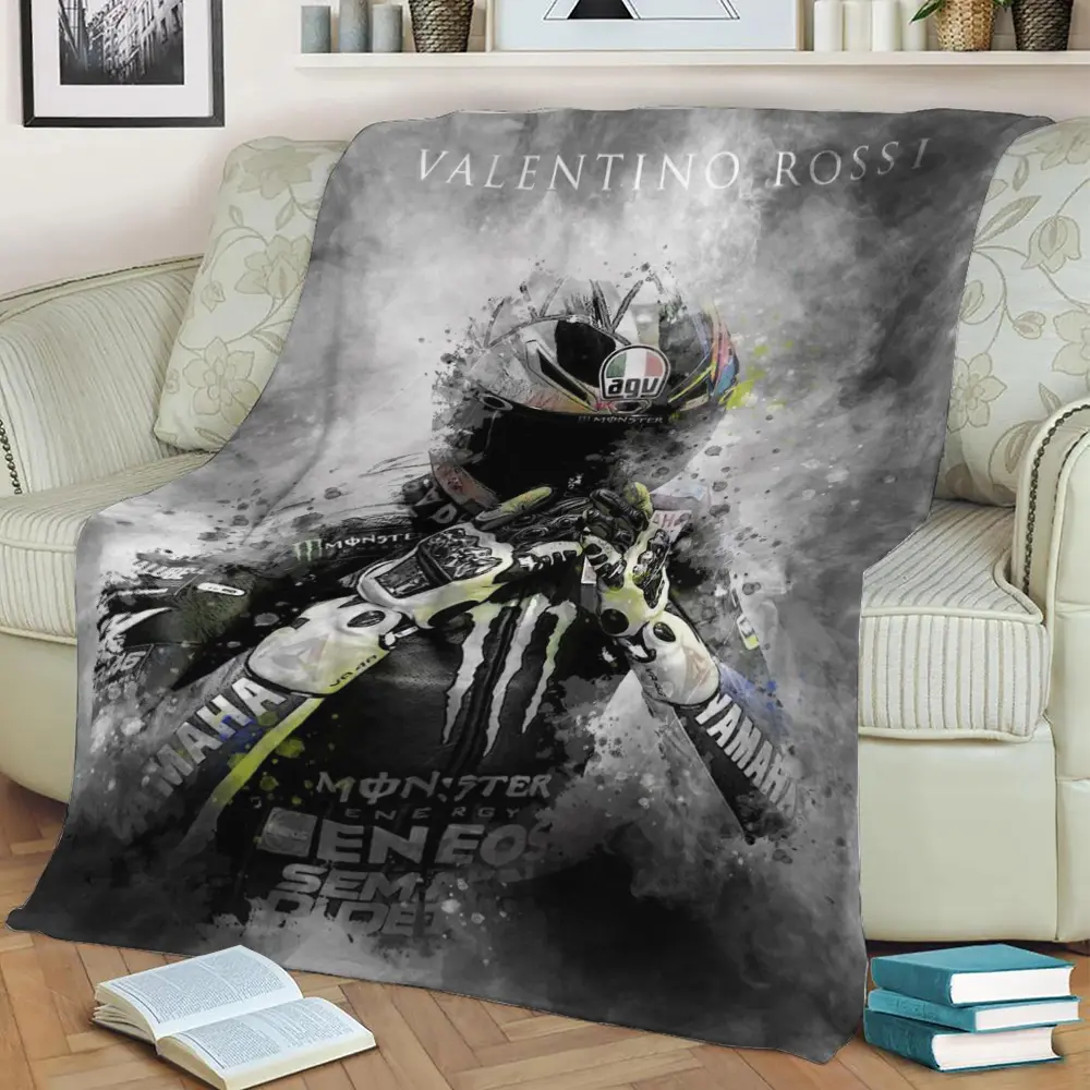 Valentino Rossi Fleece Throw Blanket Meaningful Gift For Halloween Christmas