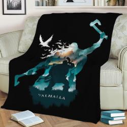 Valhalla Vikings Fleece Throw Blanket Meaningful Gift For Halloween Christmas
