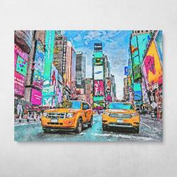 Times Square Taxi Cabs Wall Art Canvas Meaning Gift For Birthday Christmas