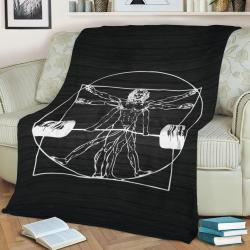 Vitruvian Barbell Man Fleece Throw Blanket Meaningful Gift For Halloween Christmas
