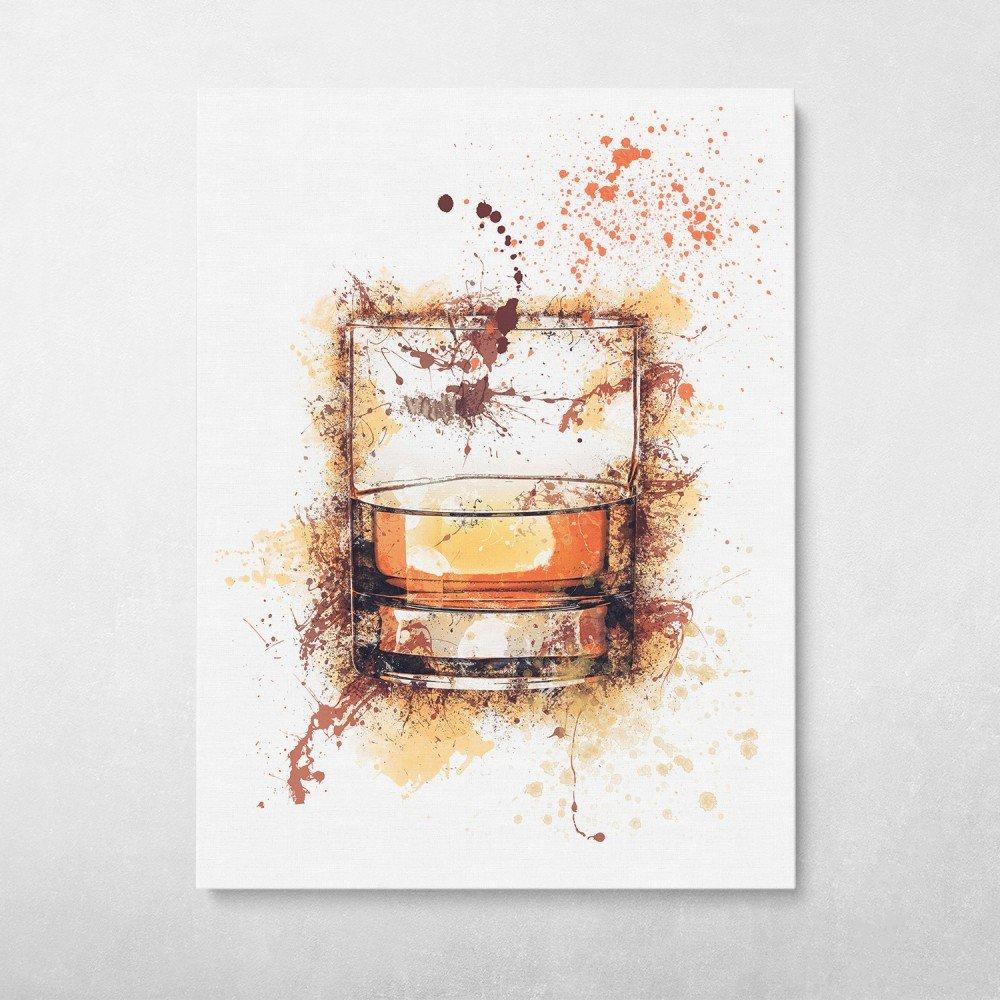 Whiskey Glass Splatter Wall Art Canvas Meaning Gift For Birthday Christmas