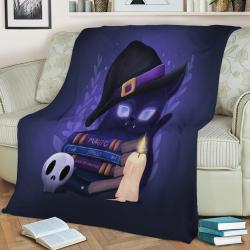 Witch Cat Fleece Throw Blanket Meaningful Gift For Halloween Christmas