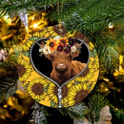 Yak Sunflower Zipper Mica Circle Ornament Perfect Gift For Holiday Perfect And Unique Gifts For Family On Christmas