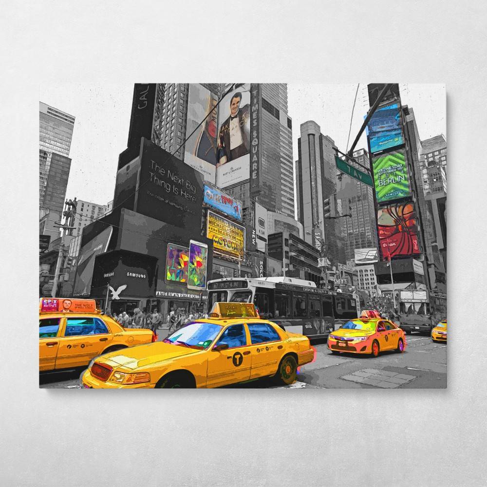 Yellow Cabs Wall Art Canvas Meaning Gift For Birthday Christmas Halloween