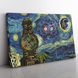 Zelda Majora’s Mask Starry Night Clock Town Canvas Print Wall Art Canvas Christmas Gift For Son Daughter