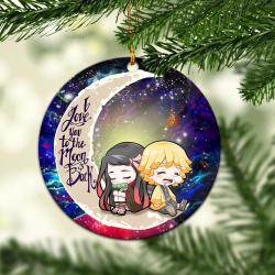 Zenitsu And Nezuko Chibi Demon Slayer Love You To The Moon Galaxy Mica Circle Ornament Perfect Gifts For Family On Christmas