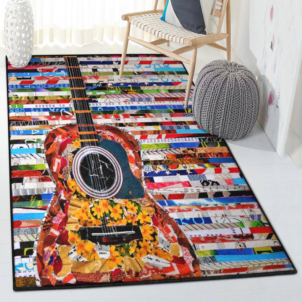 Acoustic Guitar Washable Area Rugs, Guitar Rug