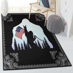 America Gifts Cool Rugs, Bigfoot American Flag Rug