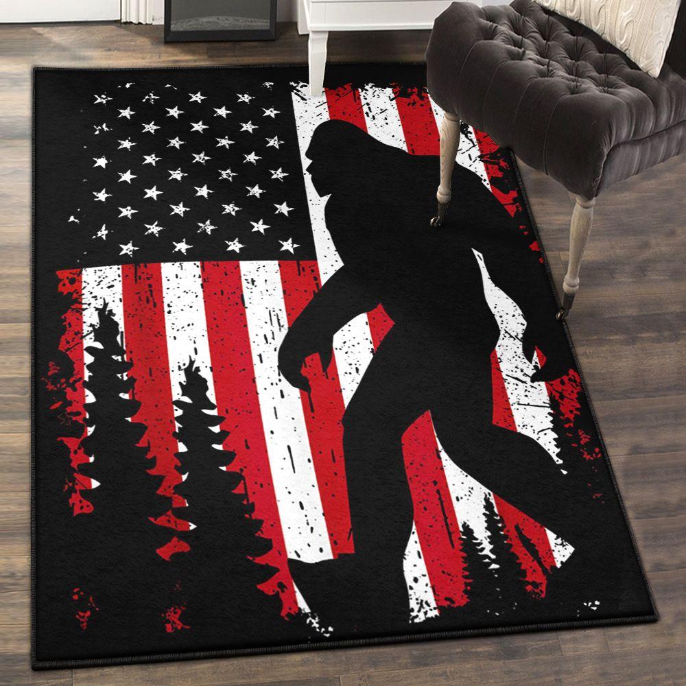 America Gifts Modern Area Rugs, Bigfoot 4Th Of July American Usa Flag Rug