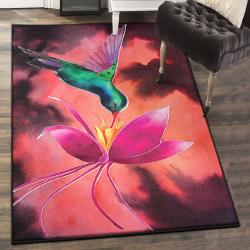 Anna's Hummingbird Art Deco Rug, Hummingbird Rug