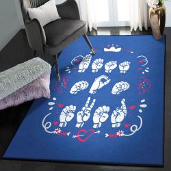 Art Deco Rug, Blue Best Mom Ever Asl GS CL Rug