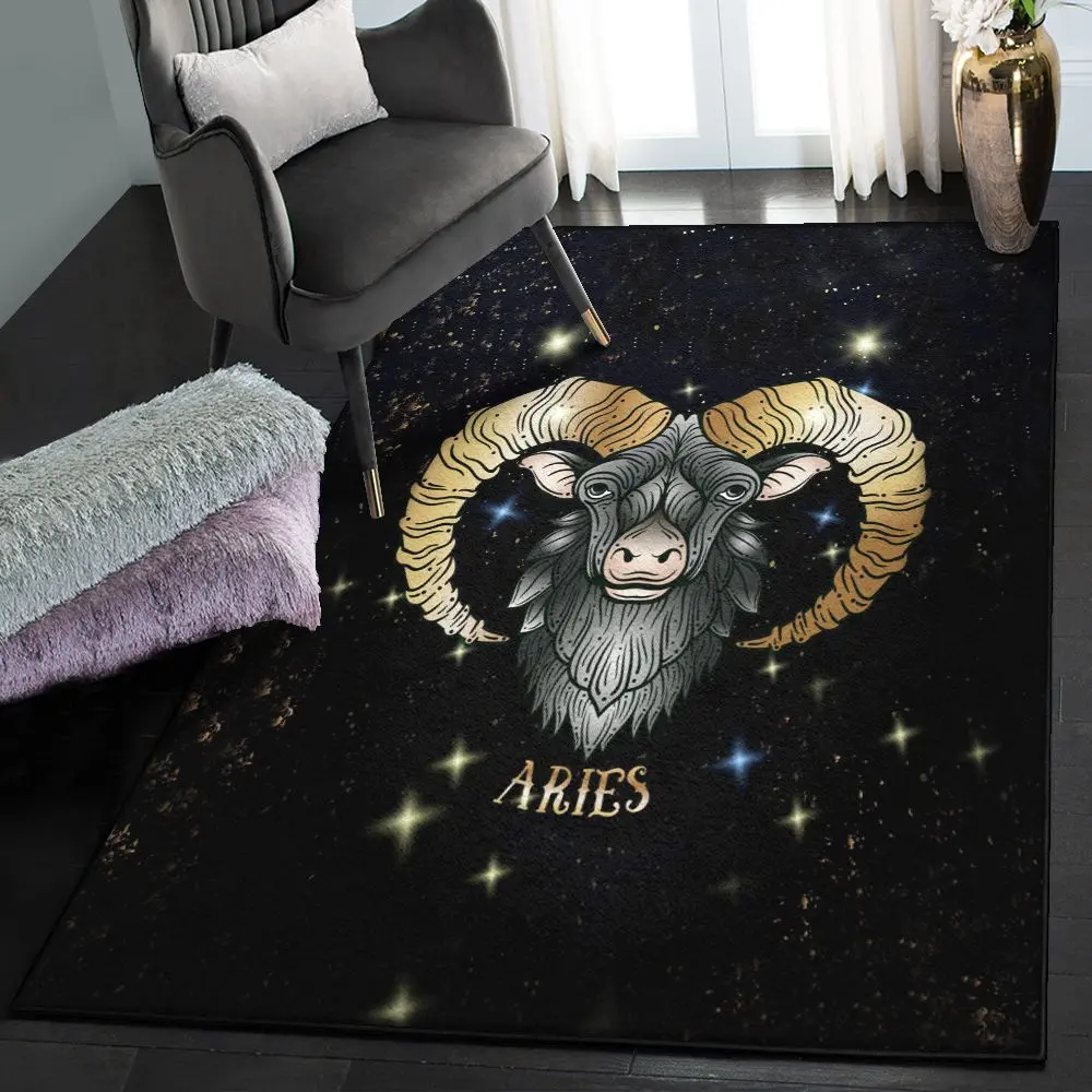 Astrology Large Living Room Rugs, Aries Zodiac Mystery GS Rug