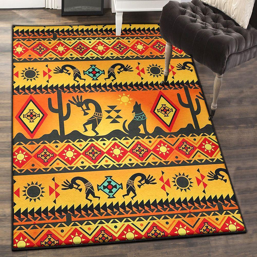 Aztec Symbol Carpets For Living Room, Kokopelli Sunset Native American GS CL Rug