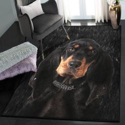 Black Indoor Outdoor Rugs, Black And Tan Coonhound GS CL Rug