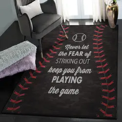 Black Large Living Room Rugs, Baseball Black GS CL Rug