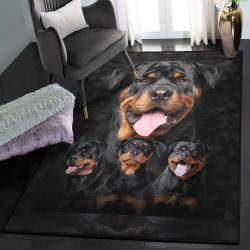 Black Large Living Room Rugs, Three Black Rottweiler GS CL Rug