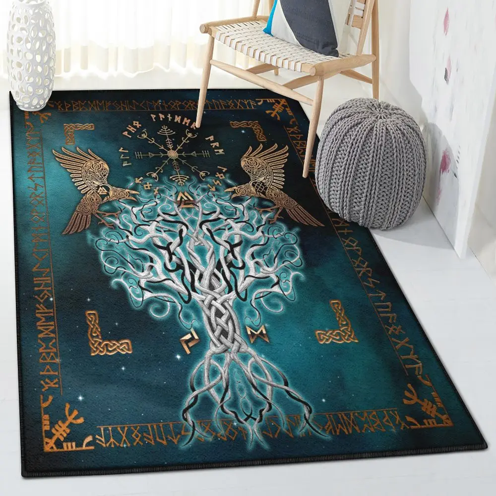 Campers Dining Room Rug, Viking Compass Yggdrasil Rug