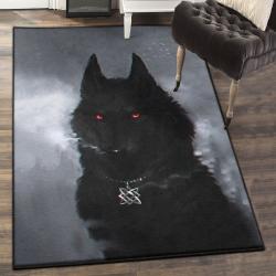 Canis Lupus Area Rugs, Black Wolf GS CL Rug