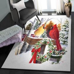 Cardinals Area Rugs For Living Room, Cardinal Couple Christmas Rug