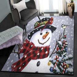 Carolina Chickadees Area Rugs, Snowman With Cardinal And Chickadee Rug