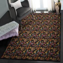 Chicken Indoor Outdoor Rugs, Rooster Chicken Flower Pattern GS CL Rug