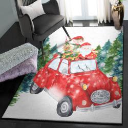 Christmas Indoor Outdoor Carpet, Christmas Red Truck Rug