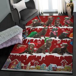 Christmas Washable Rugs, Flat Coated Retriever Snow Christmas Rug