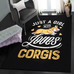 Corgi Carpets For Living Room, Just A Girl Who Loves Corgi Dog GS CL Rug